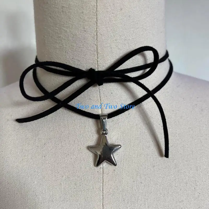 قلادة قلادة HX6F Fashion Star Flower Netlace Simple Clavicle Chain Netlace Jewelry
