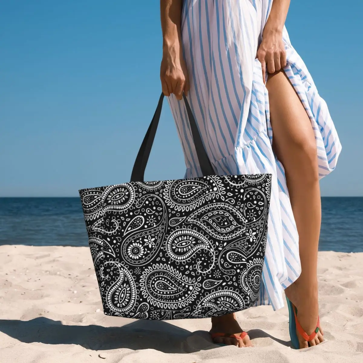 

Pretty Bohemian Art Paisley Beach Tote Bag Sport Gym Yoga Duffle Large Tote Bag Women Travel Bag Fitness bag