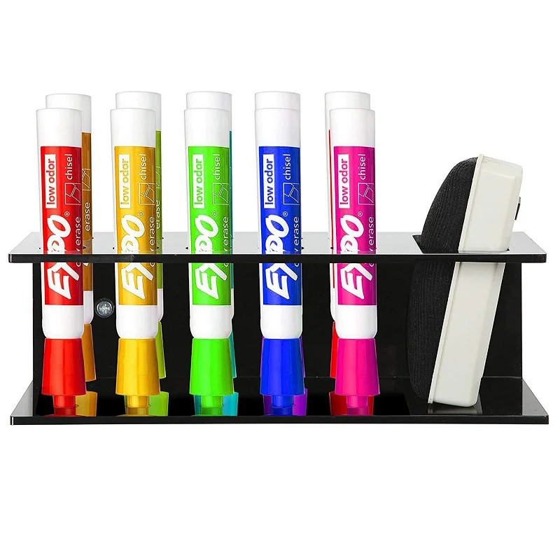 An der Wand montierter, trocken abwischbarer Marker-Halter aus Acryl mit 10 Fächern, Whiteboard-Marker-Stift-Display-Ständer, Aufbewahrungsregal für Büro, Schule, Zuhause