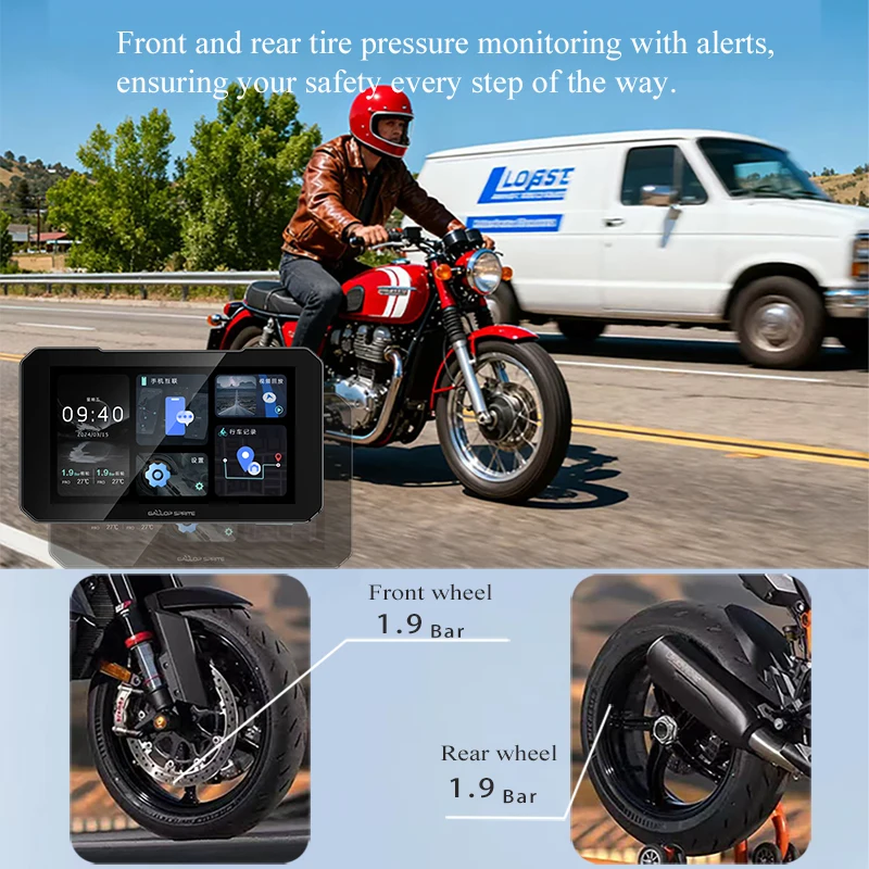 جالوب سبرايت 5 بوصة دراجة نارية نظام تحديد المواقع والملاحة اللاسلكية CarPlay أندرويد السيارات DVR محرك مسجل IP67 مقاوم للماء موتو مراقب