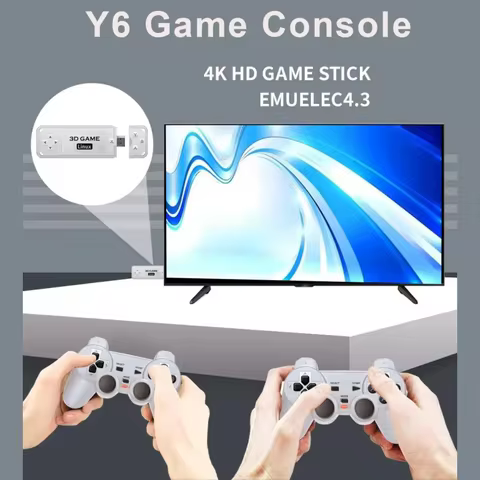 NEW Y6 2.4G Wireless Game TV Stick Retro PS1 Family 4K HD Portable Video Game Console Support Multiplayer 10000 Games
