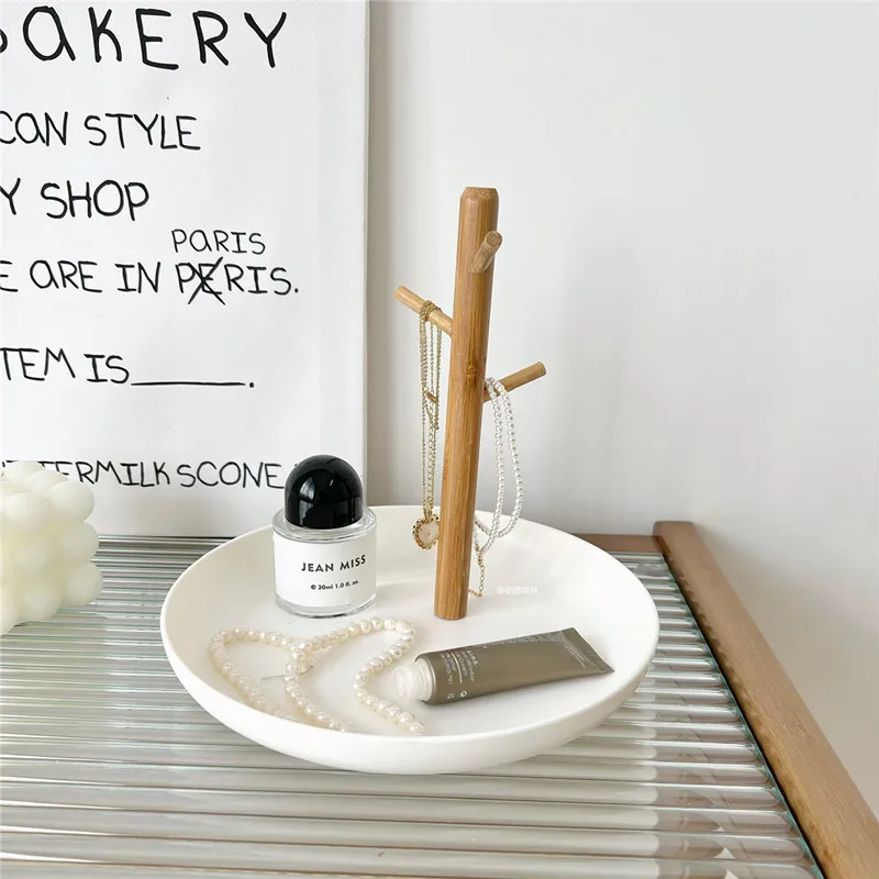 

CuteLife White Plastic Round Storage Tray Tableware Home Kitchen Cake Coffee Tray Jewelry Organizer Accessory Decorative Tray