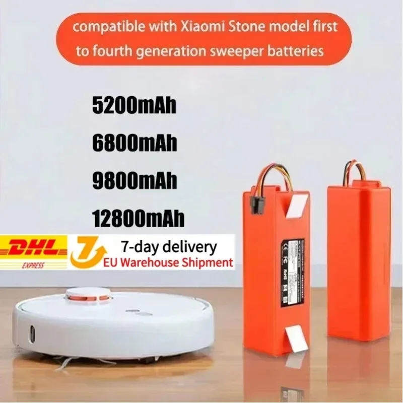 Lidikala 14,4 V 12800 mAh Ersatzakku mit hoher Kapazität für Xiaomi Roborock S7/S6/S5 S50 S51 S55 Full Series Sweeper-Akku CE/FCC