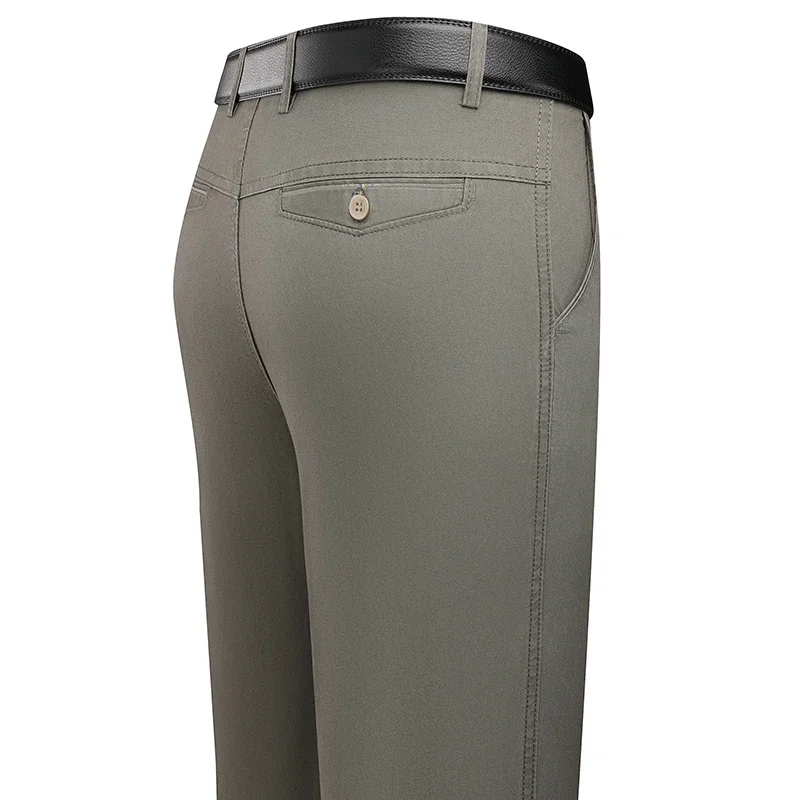 Men's Cotton Suit Trousers Stretchy Dress Pants Autumn Spring Business Workwear Pants Men Breathable Loose Straight Formal Pants