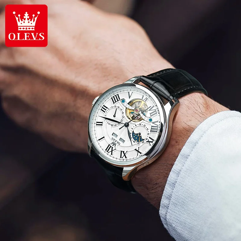 OLEVS Casual Fashion Men Mechanical Watch Fully Automatic Watches Top Brand Luxury Men Watch 2024 New Style Relogio Masculino