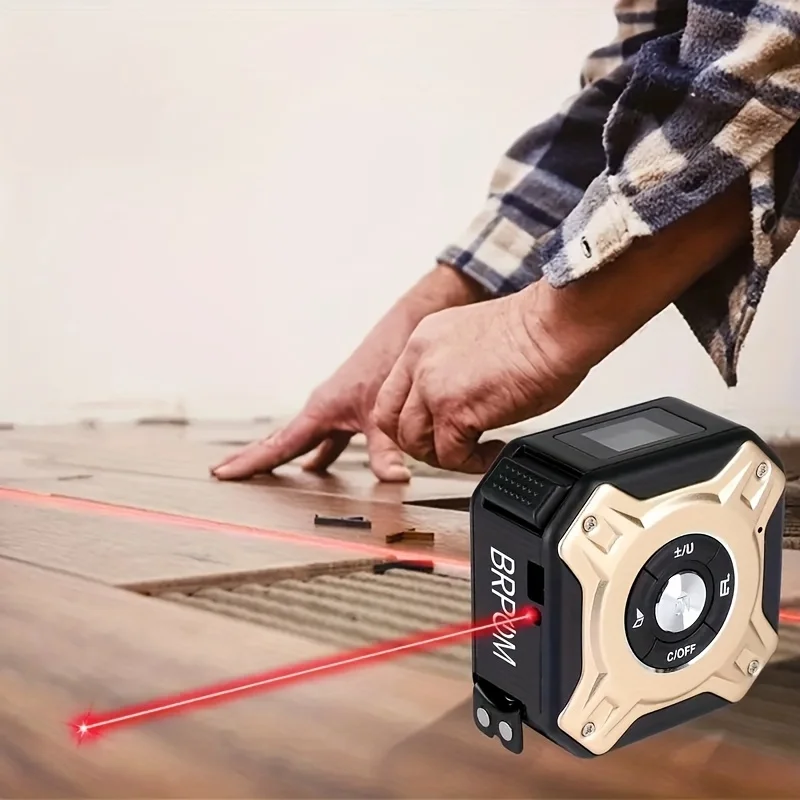 50 متر ليزر 5 متر شريط قياس فولاذي-شاشة ديجيتال متينة غير قابلة للانزلاق قياس دقيق حلقة هوك 1 قطعة