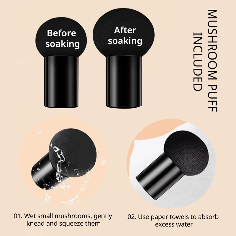 キノコヘッドエアクッション、CCクリームファンデーション保湿コンシーラー防水オイルコントロール長期持続ヌードメイクアップ付きメイクアップ