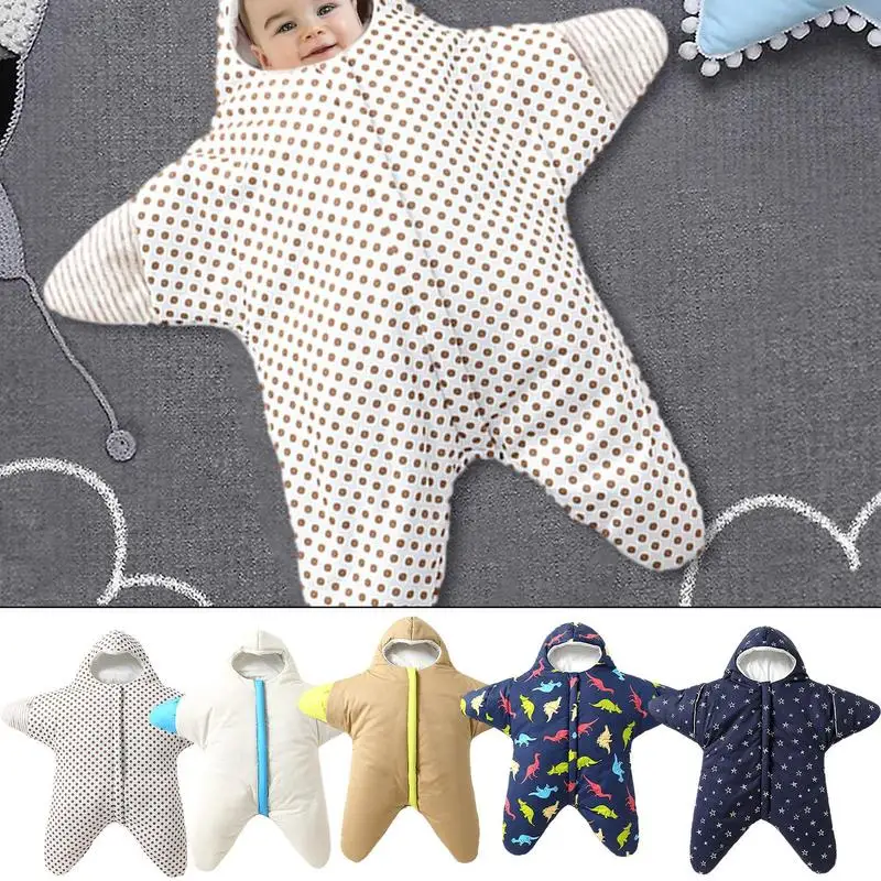 Zip Up Swaddle Blanket Stroller Wrap Adorable Unisex Windproof Multifunctional Comfortable Starfish Sleeping Bag For New