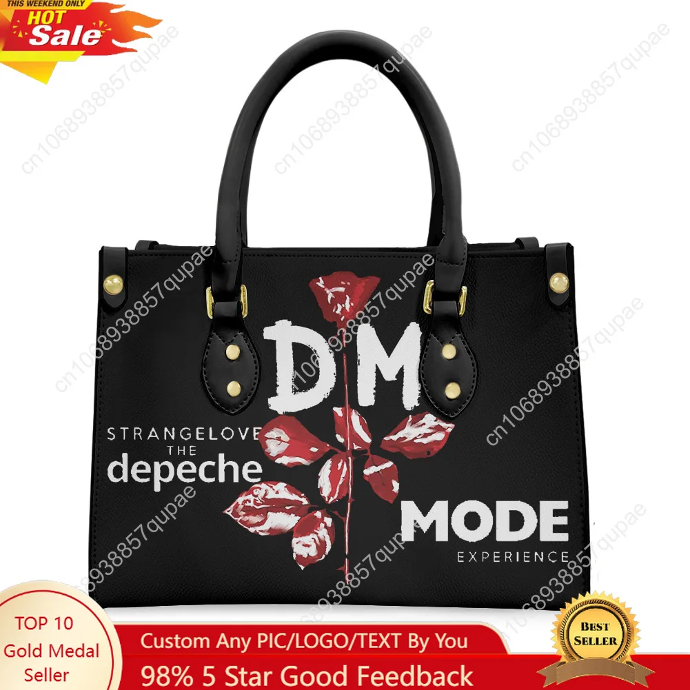 

Depeche Rock Band Tote Bag Purse Vintage Womens Mens Personalized Text Image PU Leather Handbag Business Shopping Gift Bags