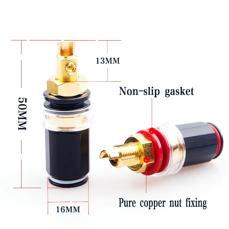 hifi Copper Gold-plated / Rhodium-plated Audio Terminal Short Column Audio Free Soldering Horn Banana Plug Socket Connector