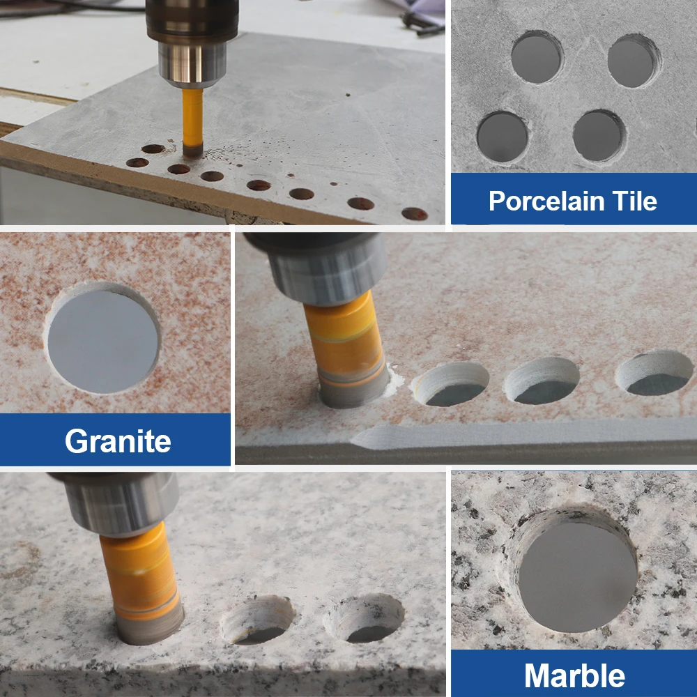 HIGHDRIL-brocas de diamante, Kit de sierra con agujeros de núcleo, vástago de ajuste rápido para azulejos de cerámica, porcelana, granito, mármol, conexión Hexagonal