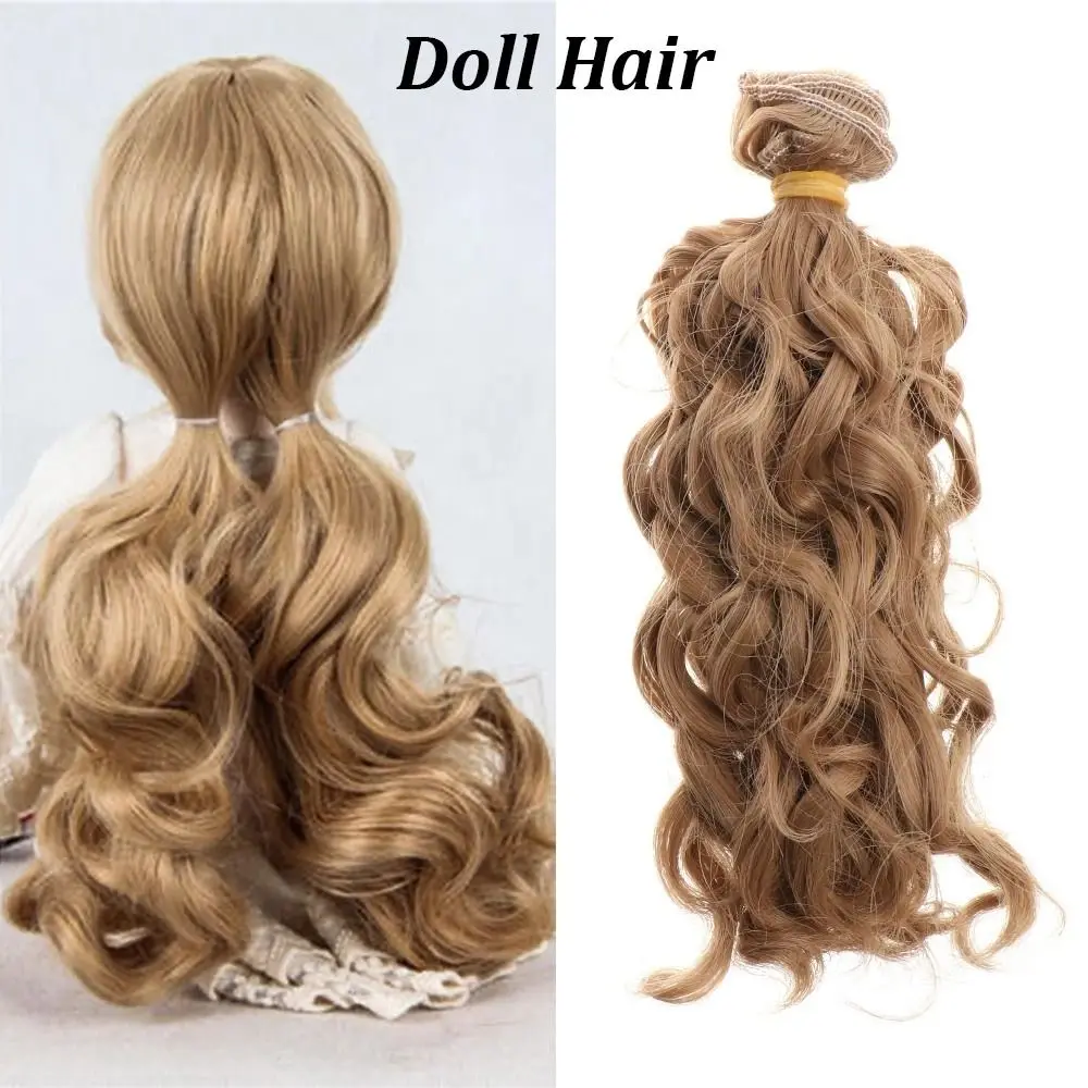 

BJD Dolls Wig DIY Doll Hair Accessories Toy Curly High-Temperature Screw Periwig for 1/6 1/4 1/3 Doll 15*100cm Gold Brown Wigs