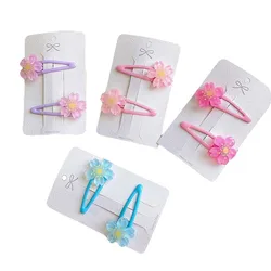 2PCS New Cute Princess Sweet Cherry Blossoms Girls Hairpins Children Headwear Hairgrip Hair Clips Barrettes Hair Accessories