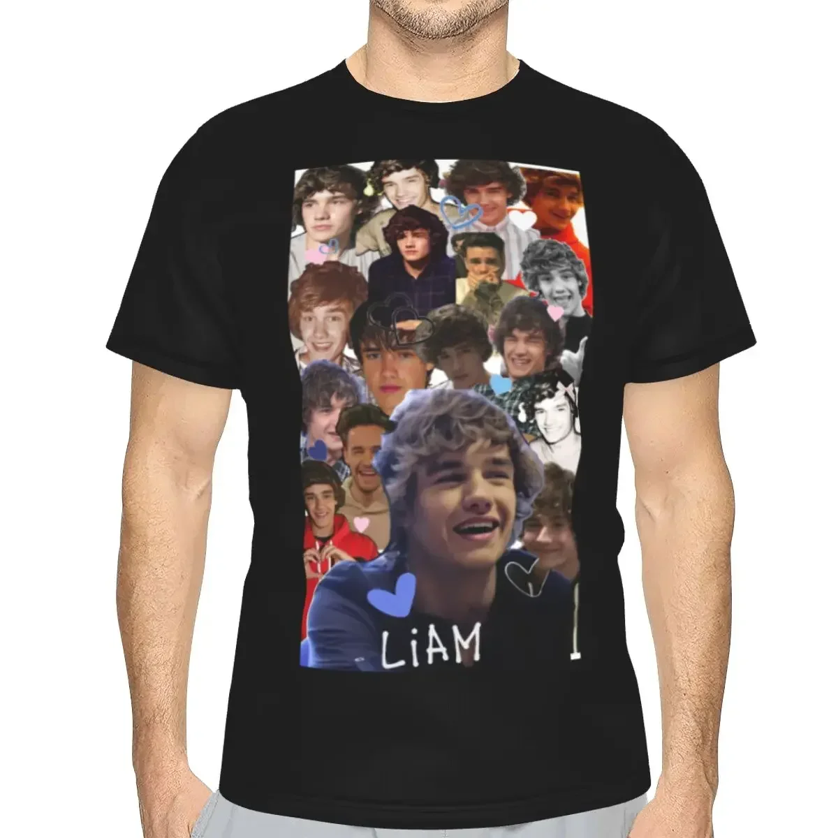 polyester Liam Payne Photo Collage T-Shirt Men's Classic T Shirt Men Round Neck Summer Shirts Tops
