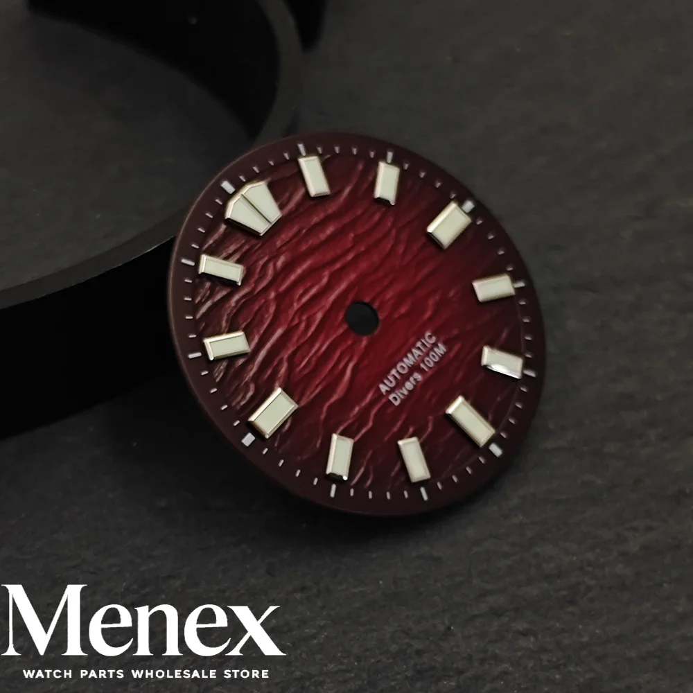 Menex 28.5mm Multi-Color Textured Dive Dial Watch - No-Date Stick Luminous Markers NH35 YN55 ETA2824 Miyota8215 DG VH31 Movement