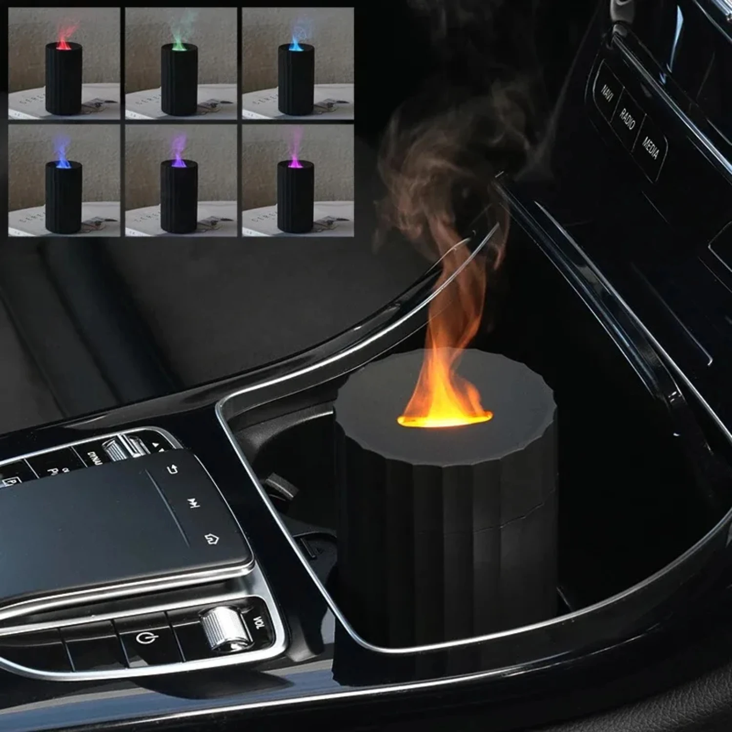 Nieuwe Led Vlam Auto Aromatherapie Diffuser - Auto Luchtreiniger, Verfrisser En Luchtbevochtiger Voor Auto 'S