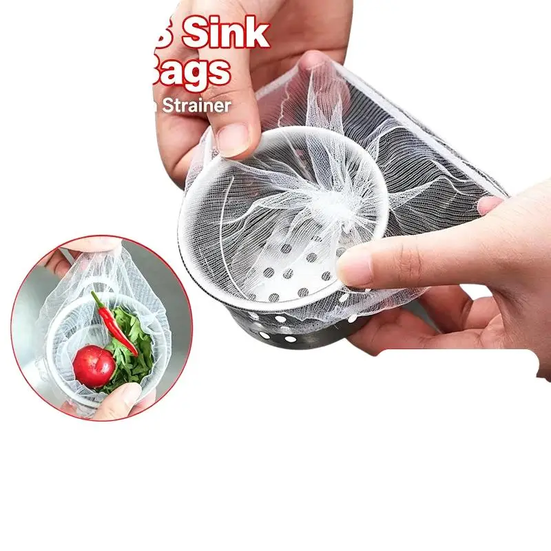 100 PCS Disposable Kitchen Sink Drain Mesh Strainer Bags Anti Clog Design Easy Install Home Food Waste Filtration No Block