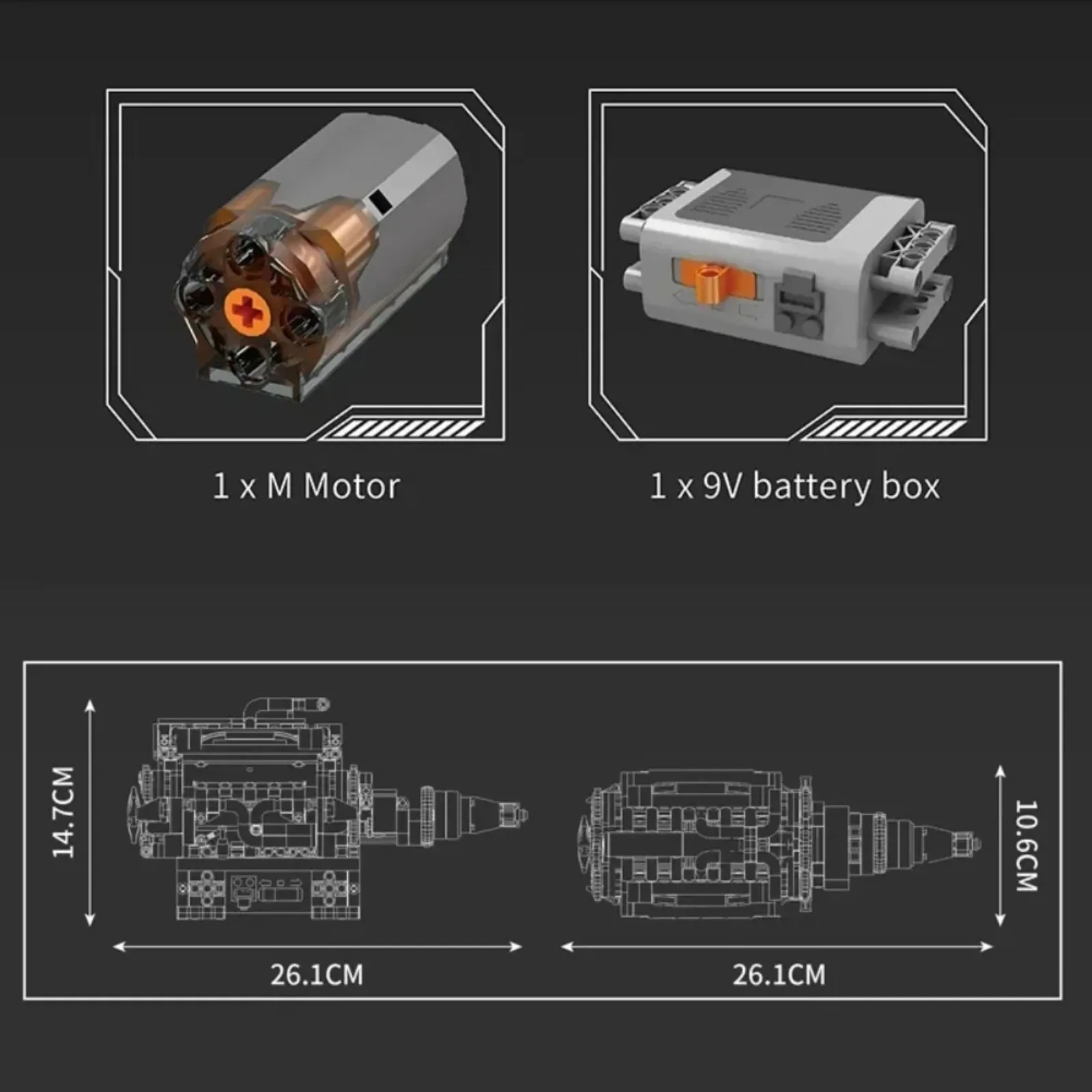 Mould King 10205 RR Vintage V12 Engine Model - 733pcs Electric Motorized Building Blocks Set with ABS Technical Parts DIY Gift