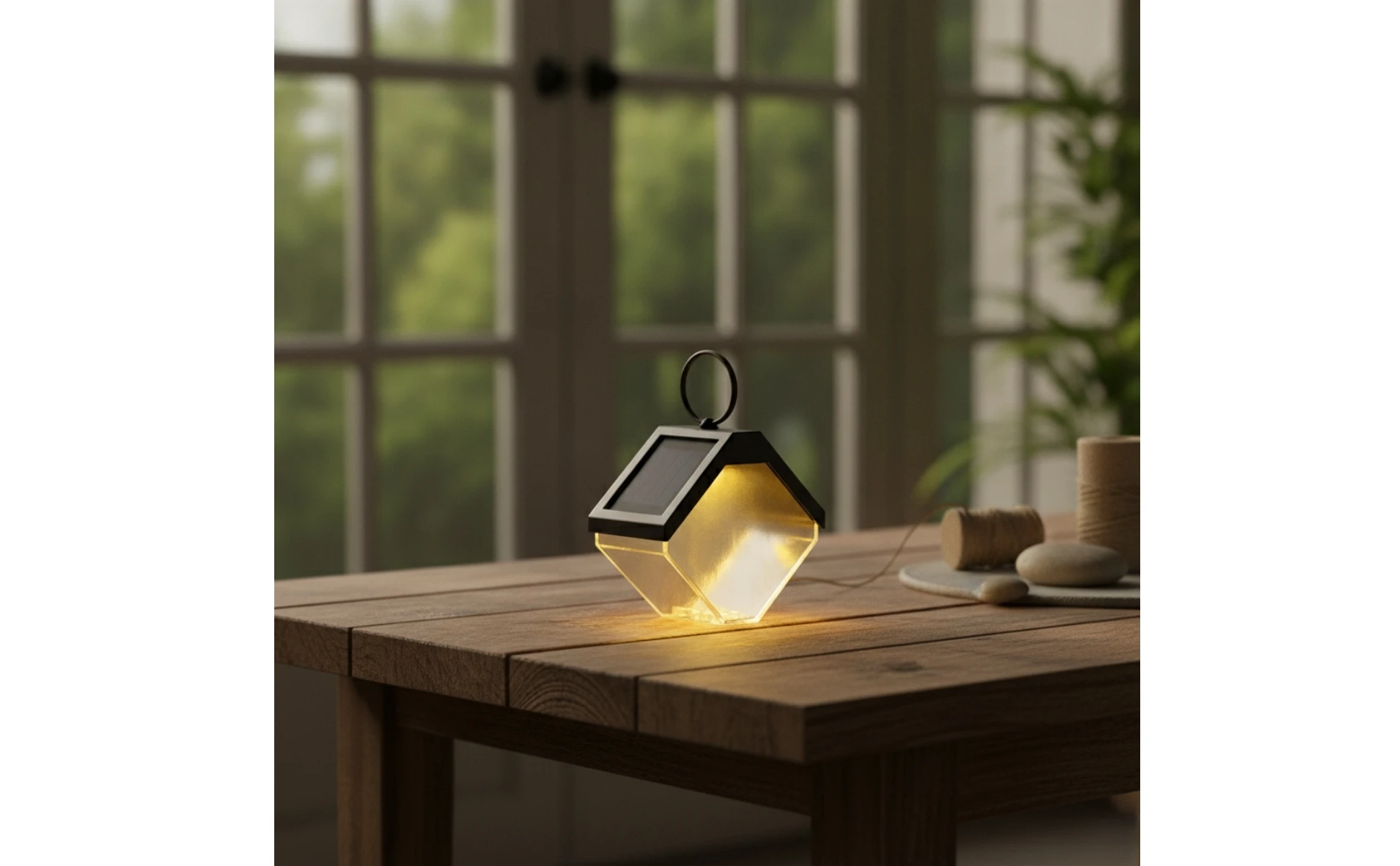 Ice Brick Solar Light Energy-Saving Solar Lantern with Hook Outdoor Hanging Lantern Rechargeable Long-Lasting for Garden, Patio