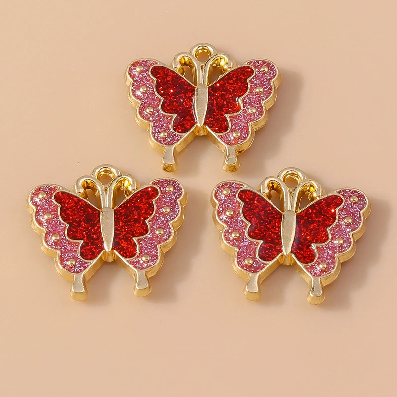 20 Stück 17x17mm Niedliche Bunte Emaille Fliegende Schmetterling-Anhänger für Ohrringe, Halsketten, DIY-Handwerk, Schmuckzubehör – Detail 3