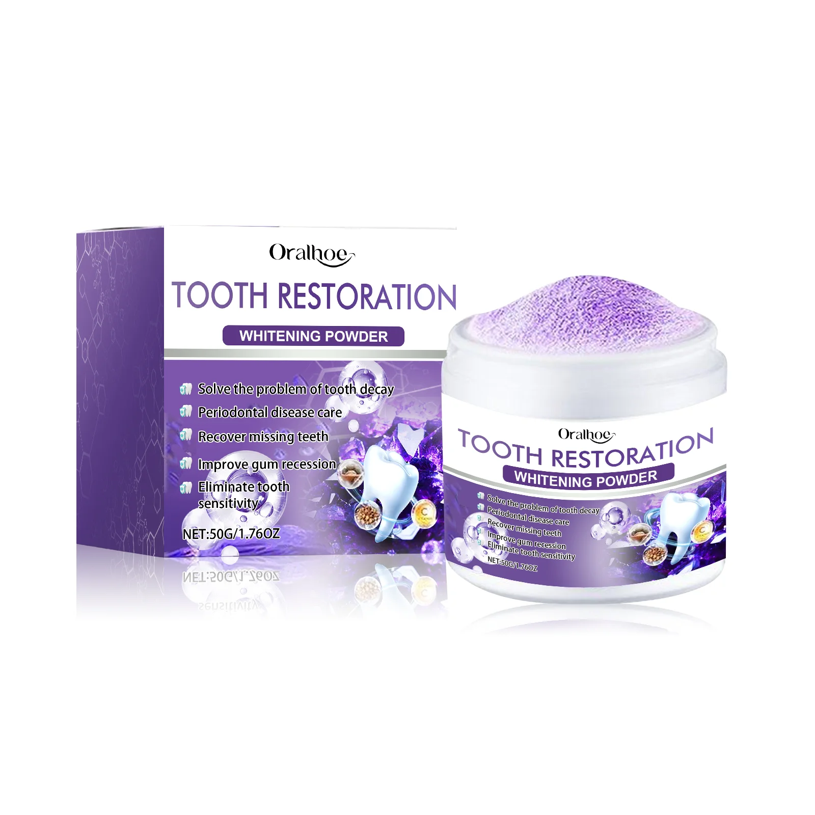 Purple Whitening Tooth Powder Remove Teeth Stains And Smoke Stains Improve Breath Smell Fresh Mild Ingredients To Care For Teeth