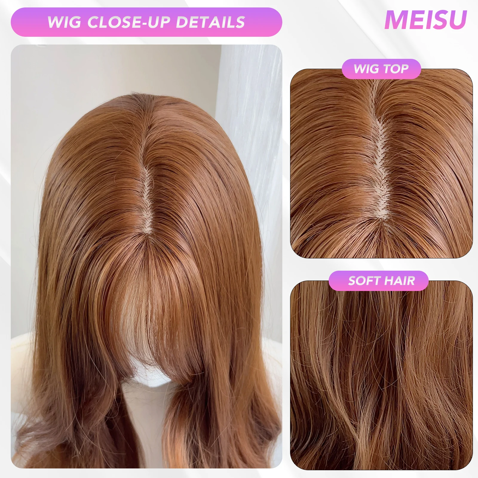 MEISU 30 بوصة شعر مستعار طويل مجعد صورة اللون الألياف الاصطناعية الطبقات الشعر مقاومة للحرارة الطبيعية السلس تمديد الشعر Selfie الطرف