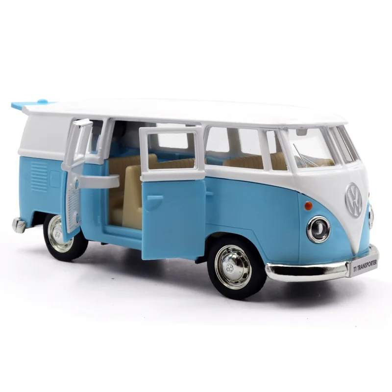 1:36 Volkswagen T1 Bus Toy For Children RMZ City Classical Diecast Miniature Vehicle Model Pull Back Collection Gift Boys X23