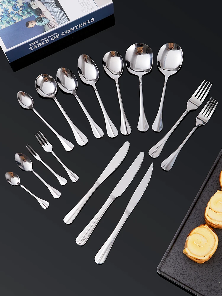 European Sle Stainl Steel Western Dining Utensils Dert Fork Spoon Commercial Use Self-Service Restaurant Steak Knife ...