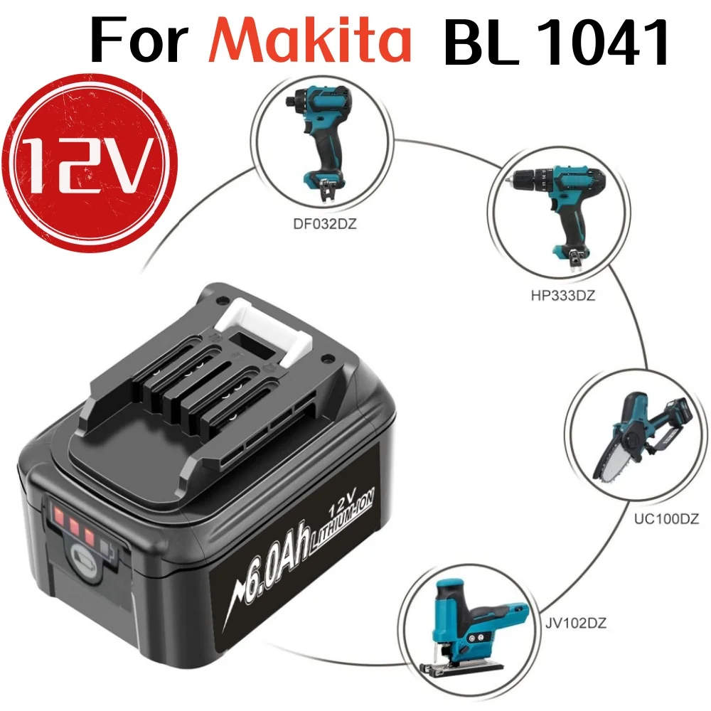 

12V 6Ah Lithium Rechargeable Battery For Makita Electric Drill BL1016 BL1021B BL1041B Power Tools Replacement Battery.