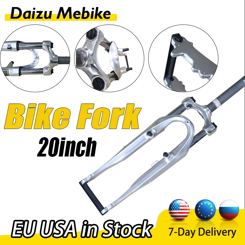 V Brake Bicycle Front Fork 20 Inch Mtb Silver Aluminum Alloy  Shock Absorption Mtb Suspension Fork Bicycle Accessories