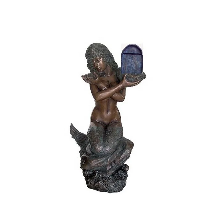 custom made manufacturer Metal Outdoor Standing Community Mermaid Bronze Figure European Statue Mermaid Mailbox Sculpture