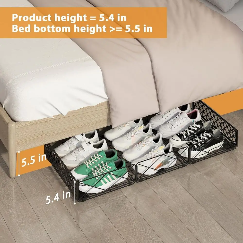 Caixas de armazenamento sob a cama de perfil baixo de pacote duplo com rodas para organização do quarto