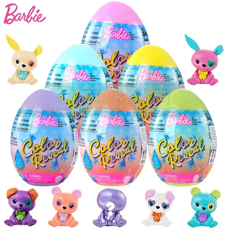 

Original Barbie Color Reveal Easter Egg Cutie Puppy Colorful Pet Set Water-soluble Accessories Discoloration Toys for Girls Gift