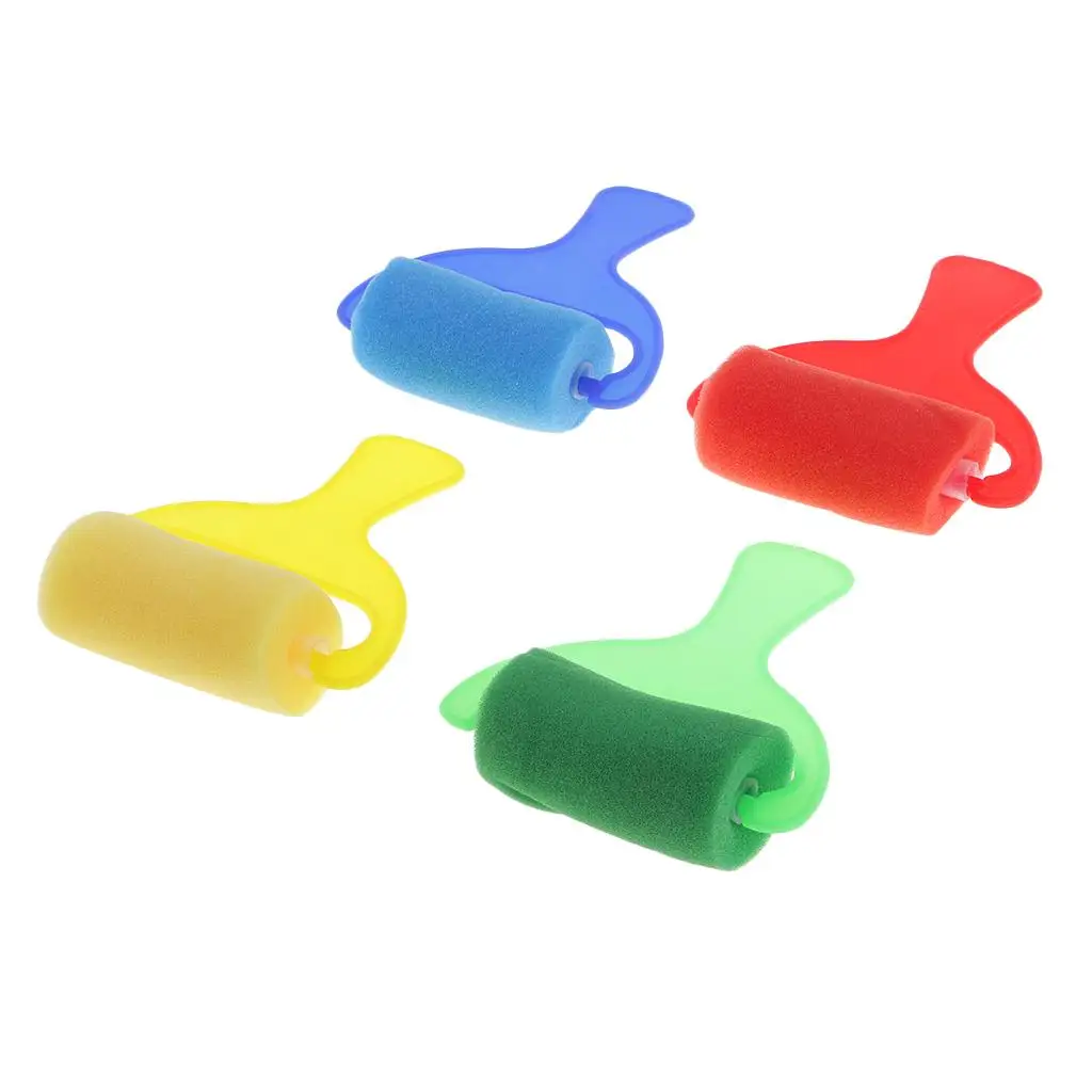 Espuma Esponja Pintura Roller Brushes para Crianças, Early Learning Arts, 2-4Pack, 4 Pcs