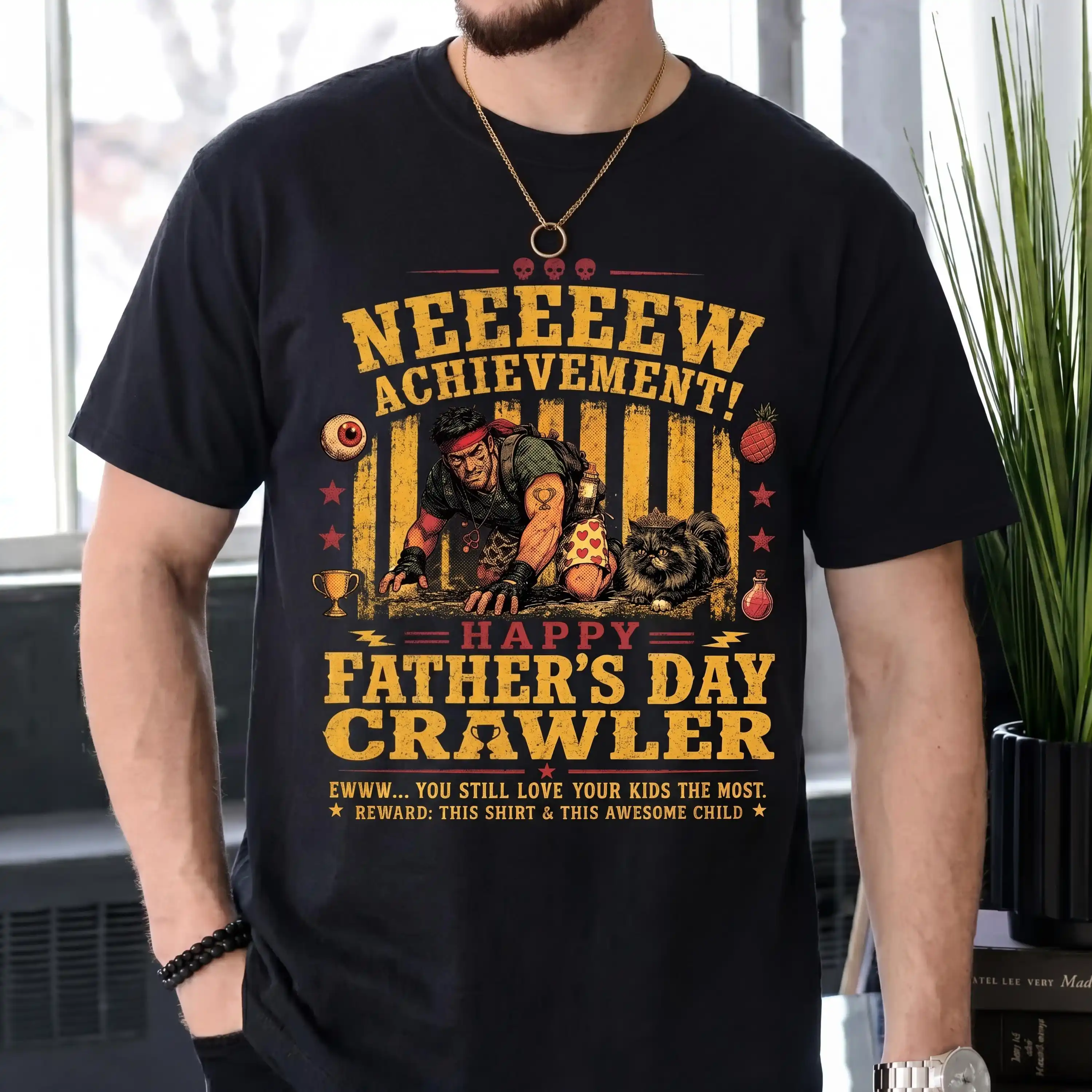 Dungeon Crawler Carl Fathers Day Shirt, Dad Achievement Tee, Funny LitRPG Dad Gift, DCC Fan Gamer Book Style Achievement Gift