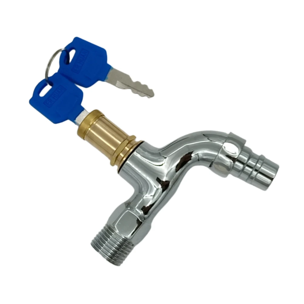 Outdoor Anti-theft Water Tap with Key Lock 1/2 inch Thread Zinc Alloy Construction for Garden Watering Car Wash Public Areas