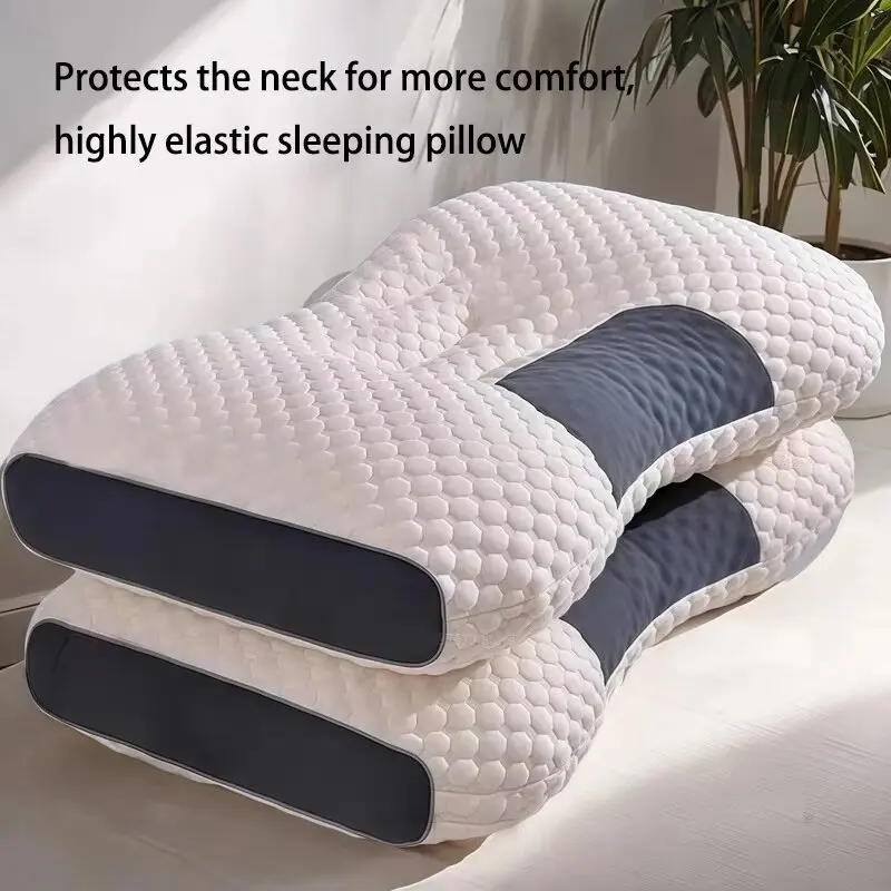 1PC Neck Pillow Help Sleep Protect The Neck Cervical Orthopedic Soybean Fiber Massage Household SPA Pillow For Sleeping