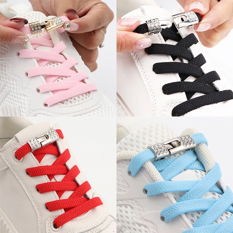 Elastische Schnürsenkel für Sneaker, mit Diamant-Kreuzverschluss, ohne Binden, für Kinder und Erwachsene, 8 mm breit, Schnürsenkel ohne Binden, Gummibänder, Schnürsenkel. – Detail 2