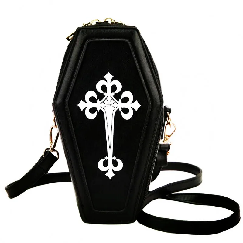 

2022 New Coffin Shape Purses And Handbags For Women Hip-hop Rock Cross Rose Red Lolita Chain Crossbody Bag Ladies Box Flaps