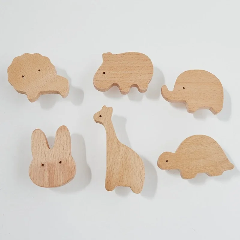 Küchen- und Kleiderschranktürgriffe, Holz-Wolkenhaken, Möbelgriffe, Holz-Tiergriffe für Schränke und Schubladen, Türknöpfe – Detail 2