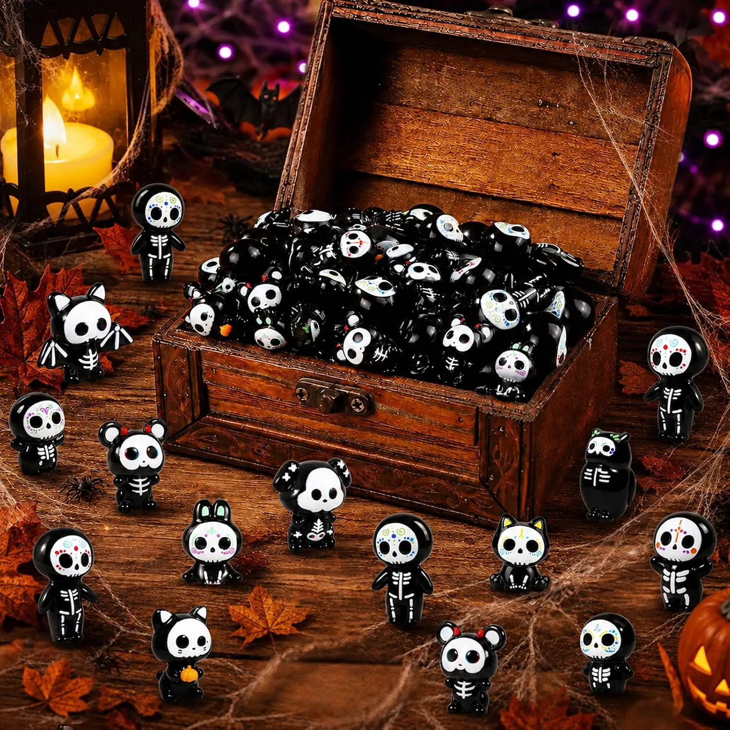 16 Stück Halloween Mini Harzfiguren, winzige Bastelarbeiten, Puppenhausdekoration, Partygeschenke, Beutelfüller, Scrapbook, Mikrogarten-Dekoration – Detail 5