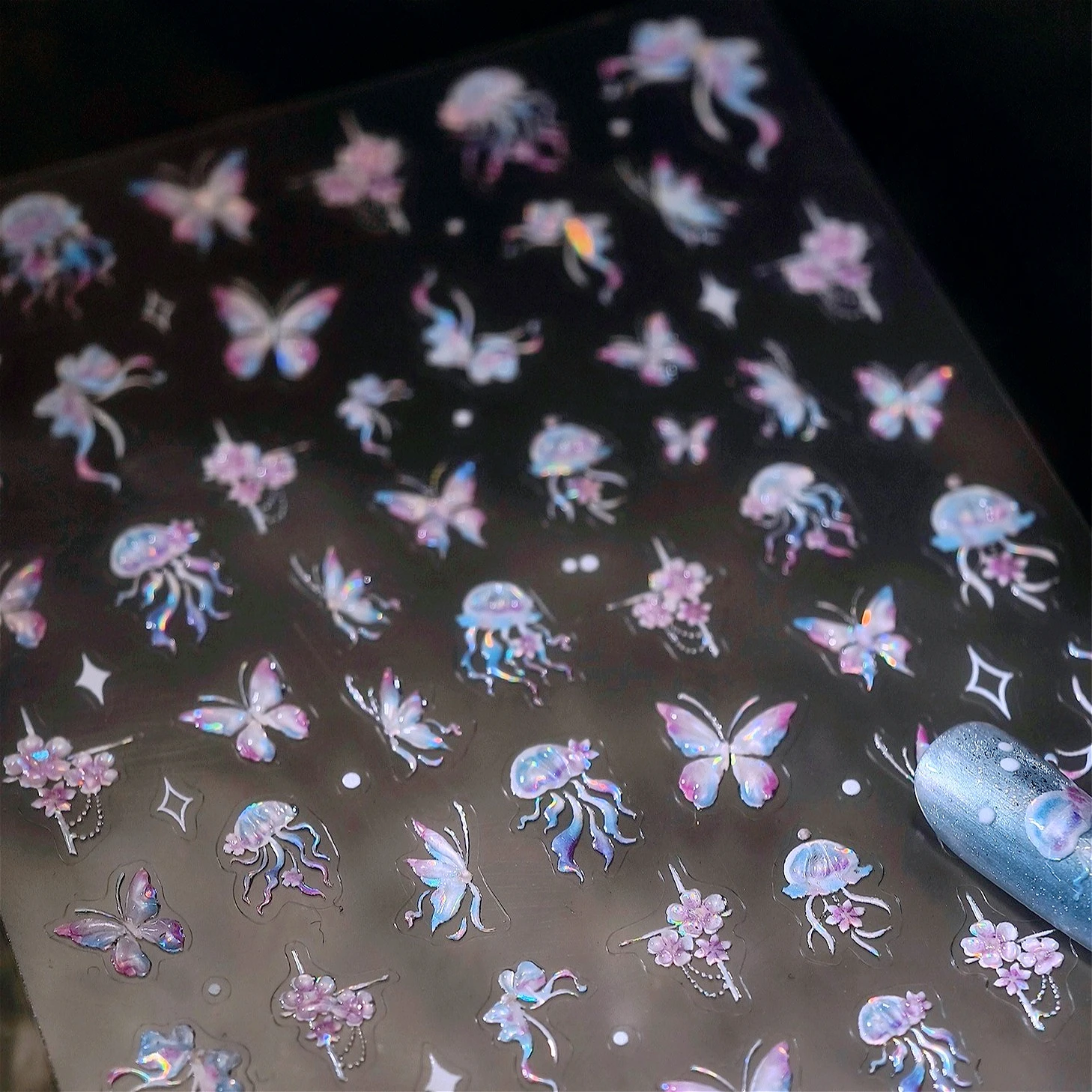 

Jellyfish Starfish Mermaid Tail Conch Shell Coral Goldfish Rose Flower Chic Animal Nail Art Sticker Summer Ocean Manicure Decals