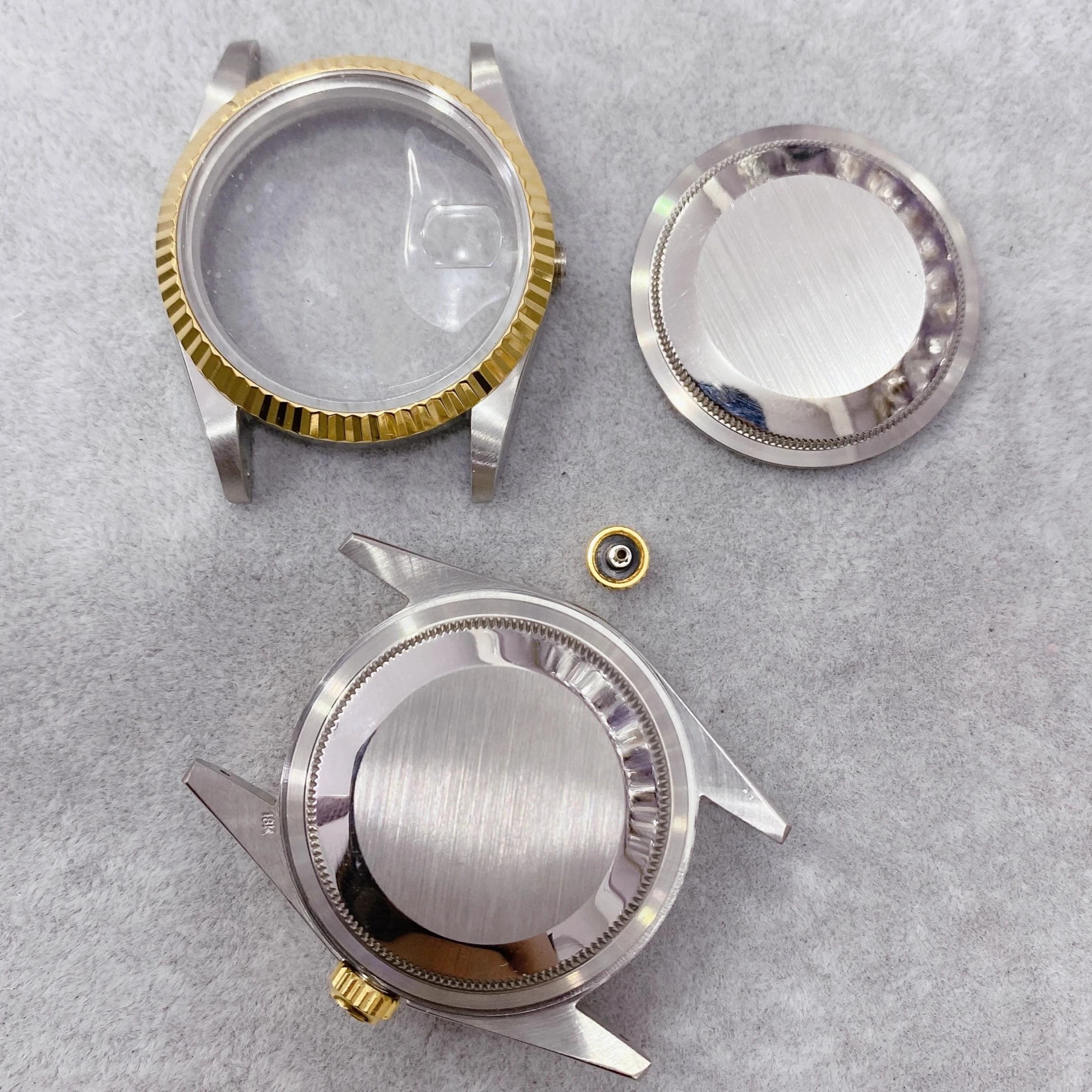 36 مللي متر 2824 ساعة حافظة الصلب الأسنان الحافة تاريخ صالح 2834 حركة الزجاج المعدني لا طوقا مقاوم للماء