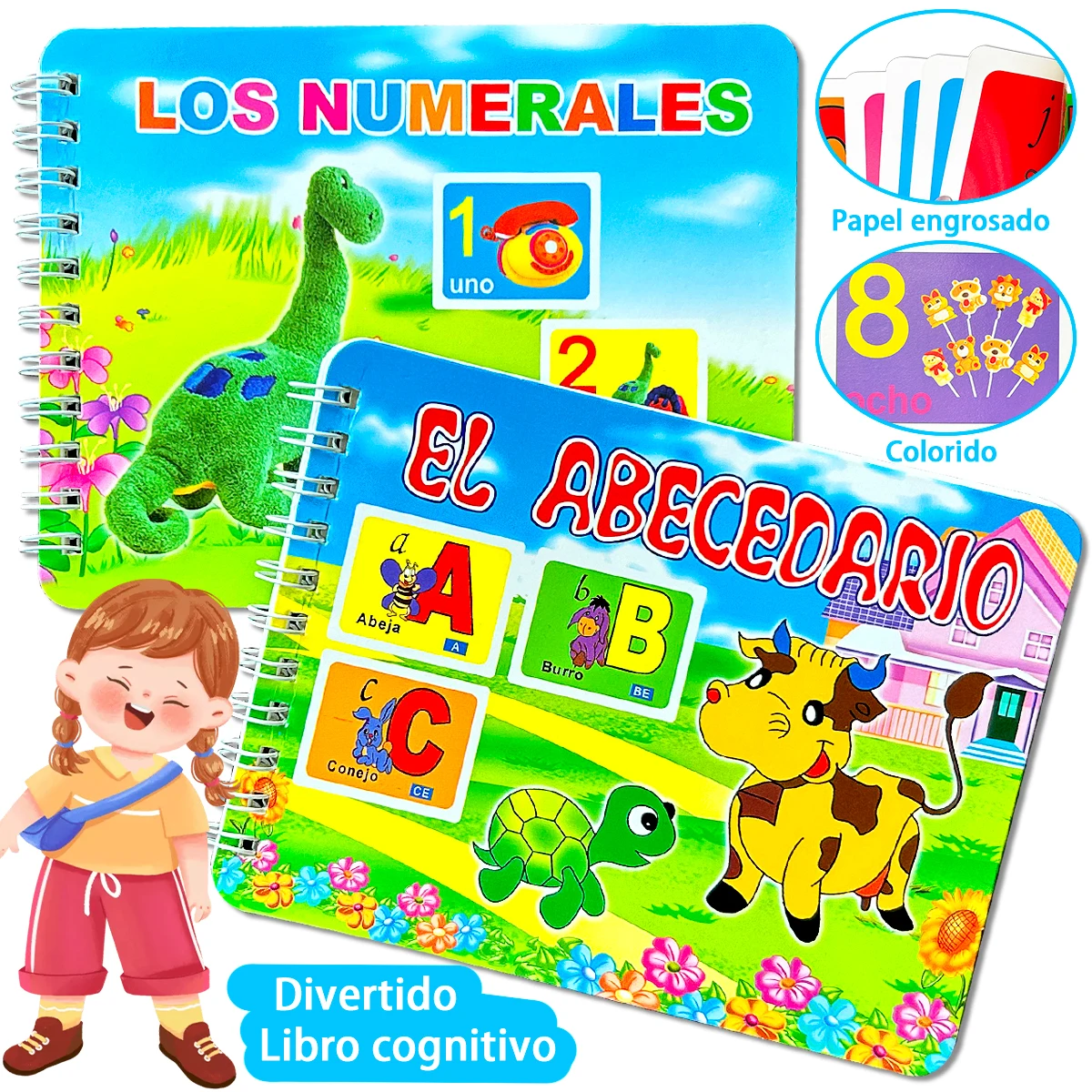 Portable cognitive education laptop measuring 14.5cm x 10.7cm in Spanish, suitable for preschool home learning,
