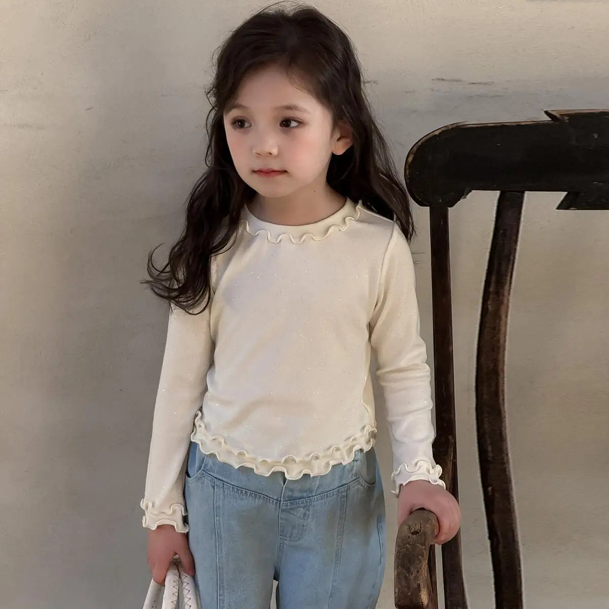Modisches Langarmshirt für Mädchen 2026 Frühling und Herbst Neues Baby-Spitzen-T-Shirt Kinder-Oberteil Kinderbekleidung – Detail 5