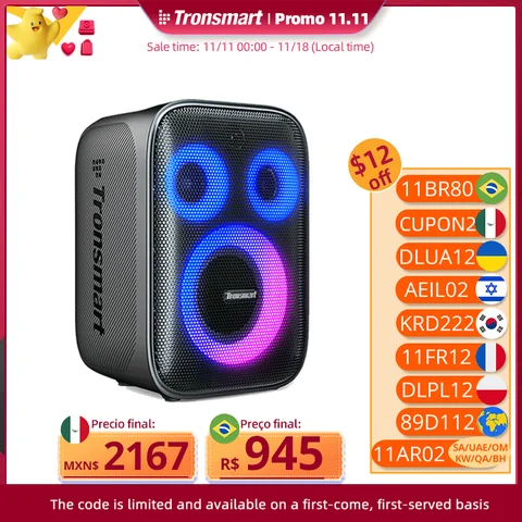 Tronsmart Halo 200 Lautsprecher, Bluetooth-Lautsprecher mit 3-Wege-Soundsystem, 120 W, integriertem/kabelgebundenem Mikrofon, Gitarreneingang, APP-Steuerung