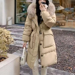 2023 Winter Real Fur Collar Hooded Duck Down Coat Female Rain Feather Parkas Waterproof Winter Women's Long Puffer Warm Jacket