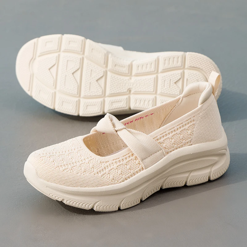 Женские туфли Skechers Mary Jane без застежек на мягкой подошве с неглубоким вырезом, на толстой подошве, сетчатые, дыша