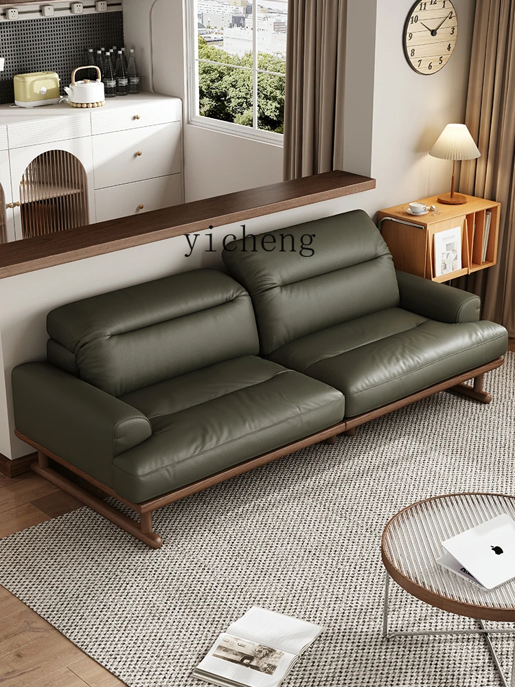 Tqh Sofa Vintage Cat Scratch Leather Straight Row Living Room Adjustable Double Green Sofa