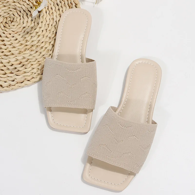 Fashion Mesh Woven  Cloth  Summer Shoes Open Toe  Woman Breathable Sandals For  New  Lightweight Plus Size Slippers